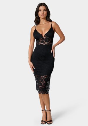 Lace-Up Back Midi Dress