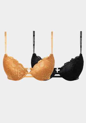 2Pack Push Up Padded Lace Plunge Bras