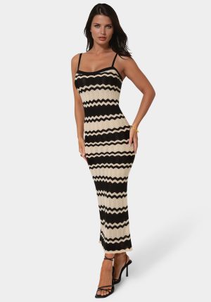 Stripe Crochet Keyhole Maxi Dress