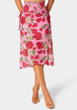 Floral Printed Mesh Maxi Skirt