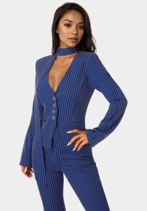 Tailored Stripe Scarf Blazer