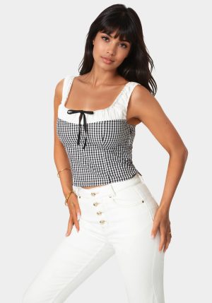 Gingham Front Tie Top